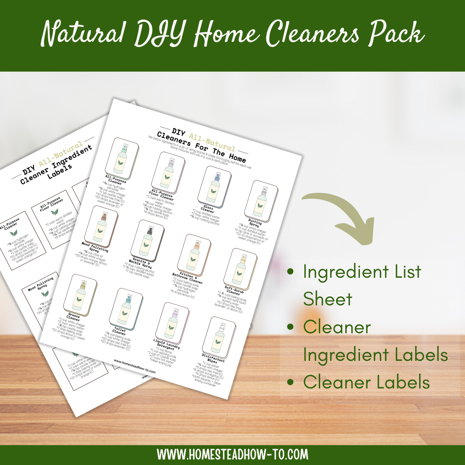DIY Non-Toxic Cleaning Recipe Printables – 12 Natural Cleaner Recipes & Labels - Image 2